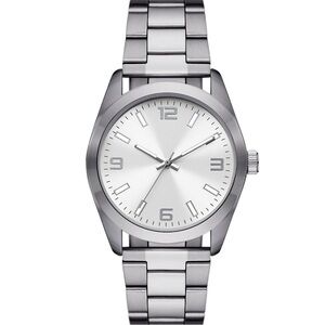 George Men's Watch: Silver Tone Case, Silver Dial, Silver Tone 3 Link Bracelet